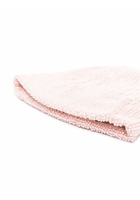 Soft pink bead-embellished knitted beanie - women  MARYJANE CLAVEROL | 0910021001SFTPNK
